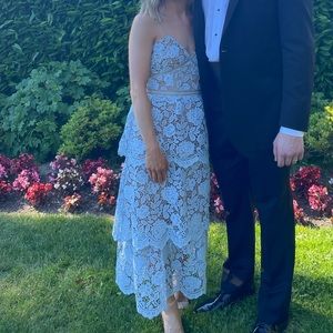 SELF-PORTRAIT flower lace midi dress